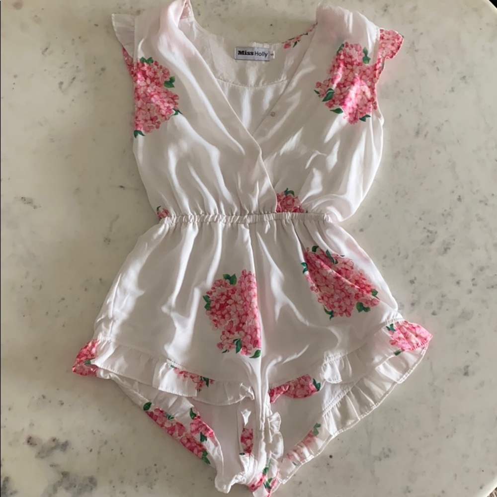 White & pink Floral Romper